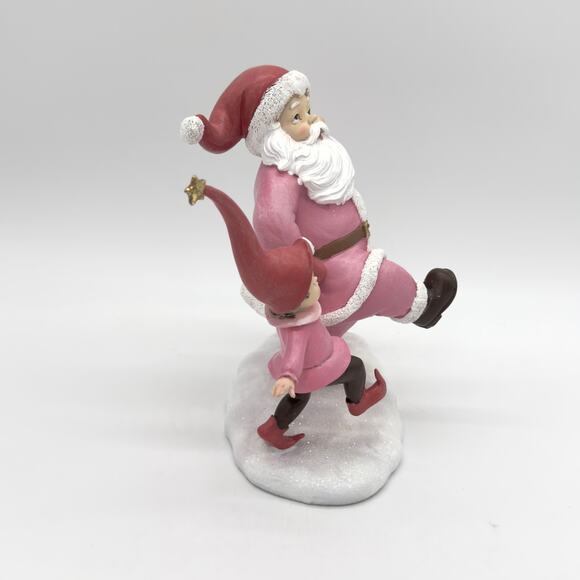 December Diamonds Retro Pink Dancing Santa Claus With Elves Christmas Figure NEW - Picture 8 of 11